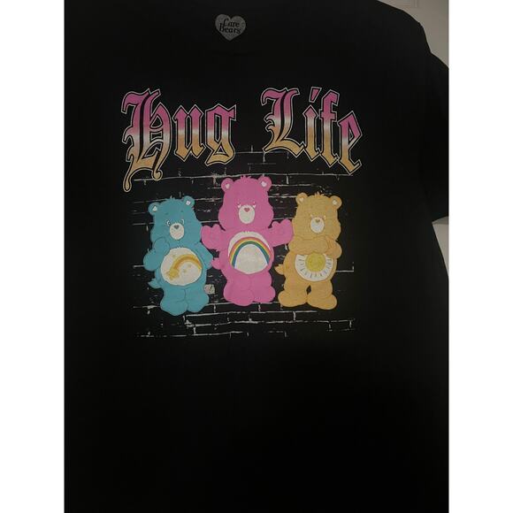 Mad Engine Care Bears Hug Life Black T-Shirt Men's Unisex Size Large L - Picture 7 of 8